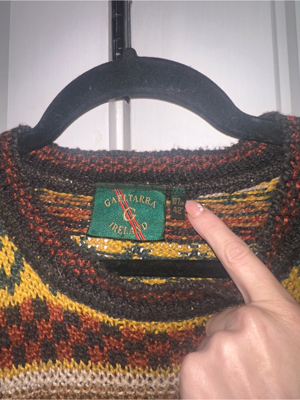 Gaeltarra Linen Blend Mens Crewneck Striped 
Sweater in Brown, Rust & Mustard - Picture 6 of 9